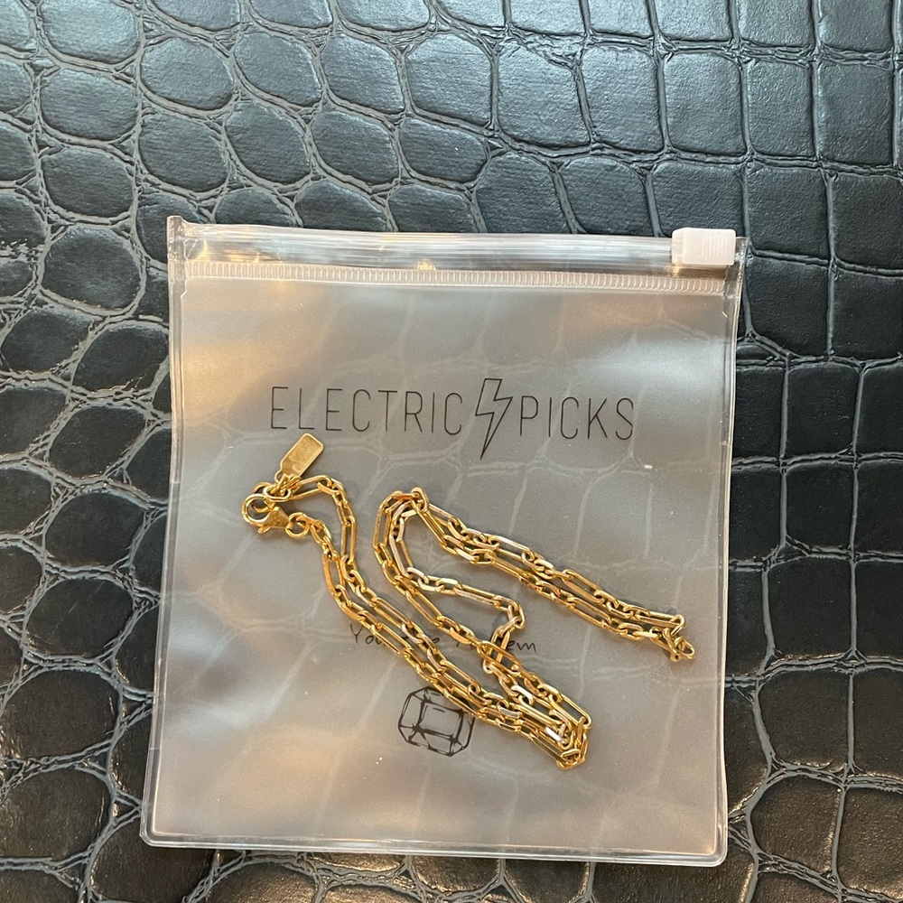 Electric picks gold plated necklace